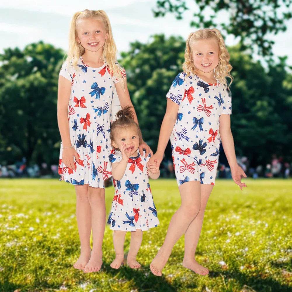 Shorty Pajama Set Red White & Bows by Khlobe