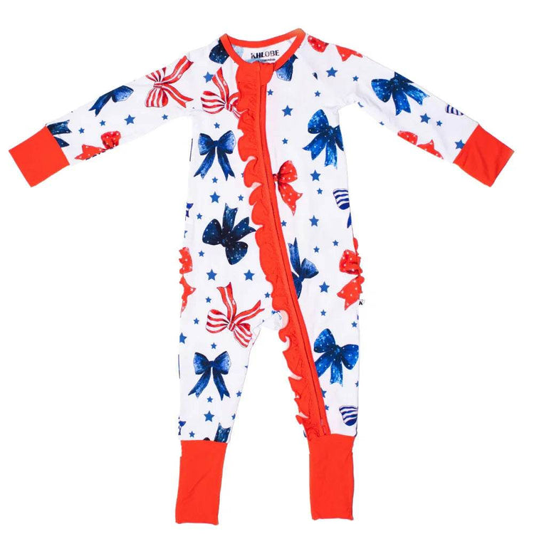 Convertible Ruffle Zippy Red White & Bows by Khlobe