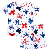 Shorty Pajama Set Red White & Bows by Khlobe