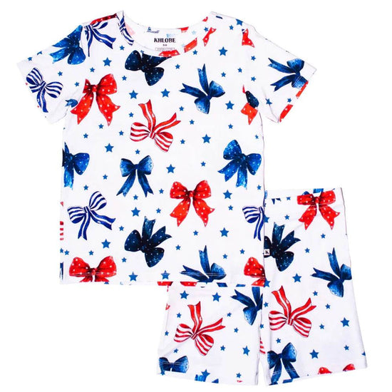 Shorty Pajama Set Red White & Bows by Khlobe