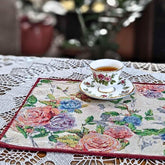 DaDa Bedding Set of 4-Pieces Vintage Romantic Roses Lovely Pink Floral Tapestry Placemats 13” x 19” (879) Placemat by DaDalogy Bedding Collection
