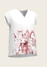 The Horse Fair in Rose Loose Fitting V Neck Shirt ESPOIR RIDER APPAREL by Espoir Equestrian