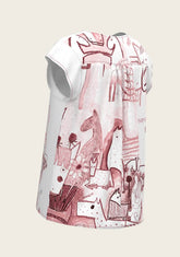 The Horse Fair in Rose Loose Fitting V Neck Shirt ESPOIR RIDER APPAREL by Espoir Equestrian