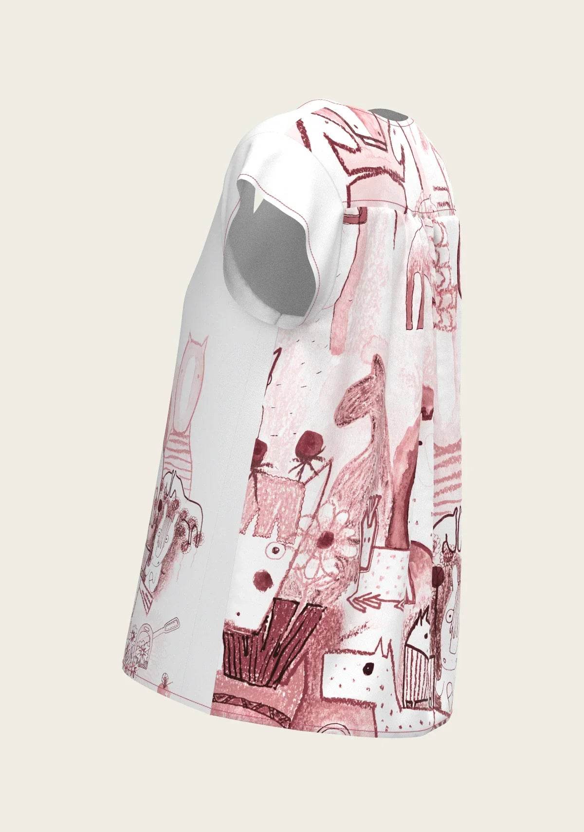 The Horse Fair in Rose Loose Fitting V Neck Shirt ESPOIR RIDER APPAREL by Espoir Equestrian