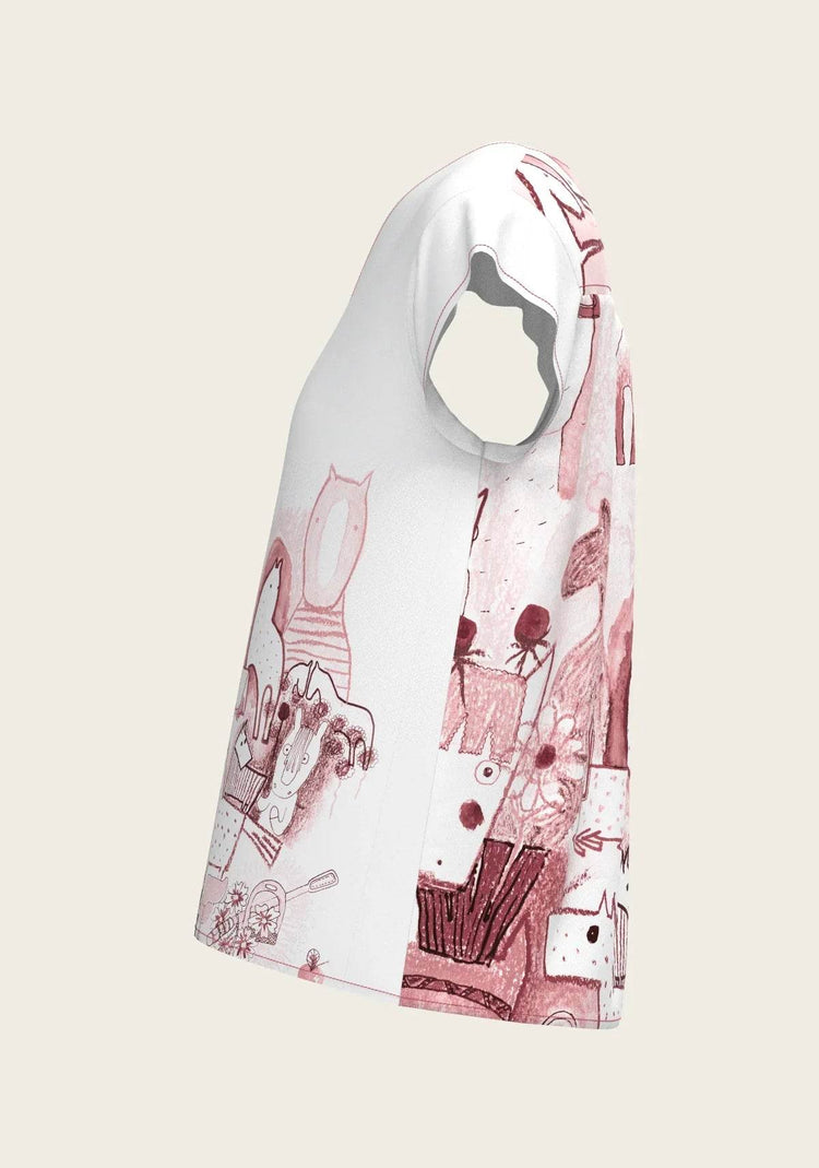 The Horse Fair in Rose Loose Fitting V Neck Shirt ESPOIR RIDER APPAREL by Espoir Equestrian