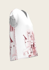 The Horse Fair in Rose Loose Fitting V Neck Shirt ESPOIR RIDER APPAREL by Espoir Equestrian