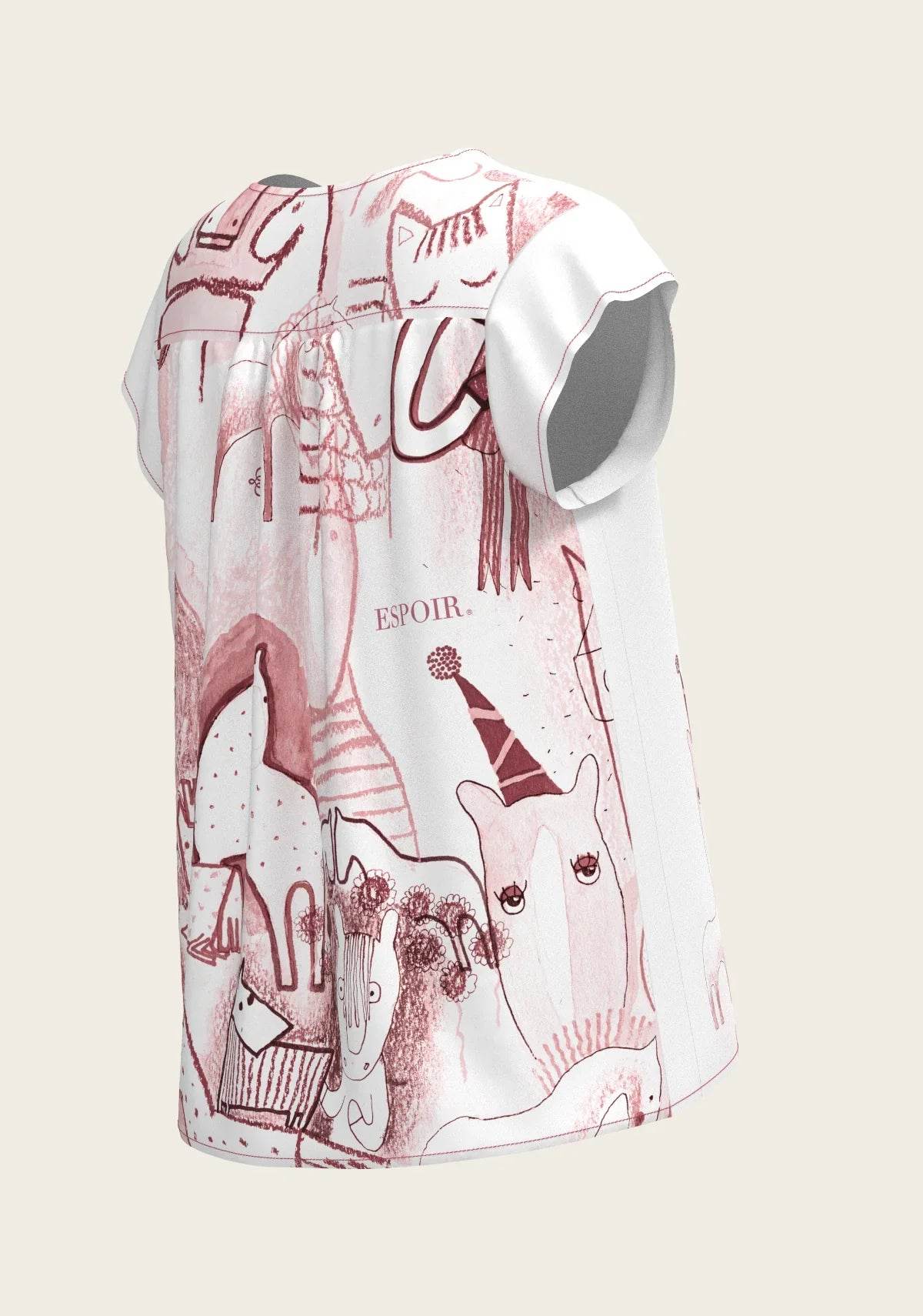 The Horse Fair in Rose Loose Fitting V Neck Shirt ESPOIR RIDER APPAREL by Espoir Equestrian