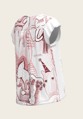 The Horse Fair in Rose Loose Fitting V Neck Shirt ESPOIR RIDER APPAREL by Espoir Equestrian