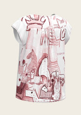 The Horse Fair in Rose Loose Fitting V Neck Shirt ESPOIR RIDER APPAREL by Espoir Equestrian
