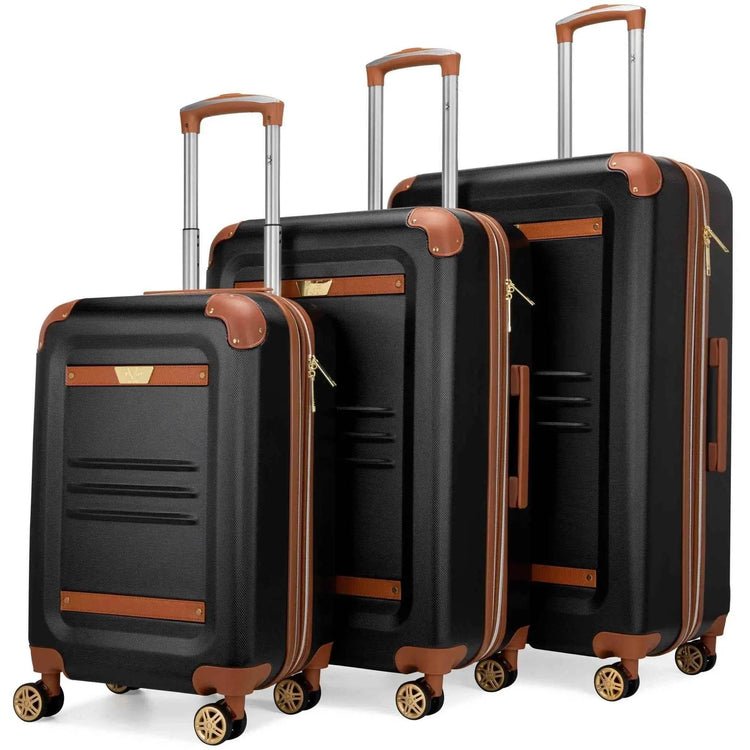 Vintage 3 Piece Expandable Retro Luggage Set Luggage Sets by Travellty