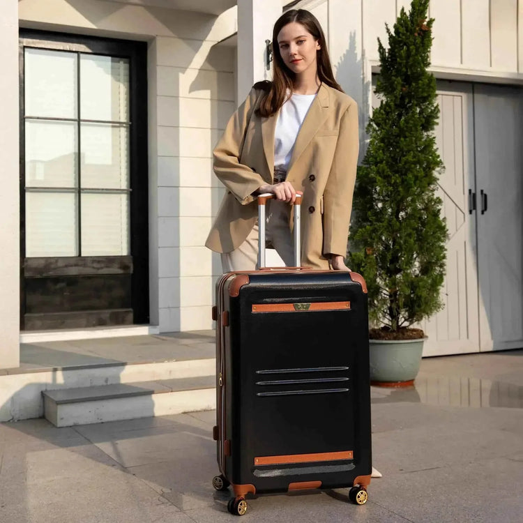 Vintage 3 Piece Expandable Retro Luggage Set Luggage Sets by Travellty