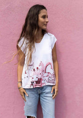 The Horse Fair in Rose Loose Fitting V Neck Shirt ESPOIR RIDER APPAREL by Espoir Equestrian