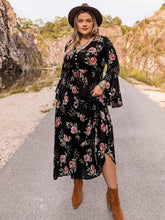 Plus Size Floral Flare Sleeve Dress women Attire by Trendsi