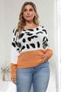 Plus Size Leopard Round Neck Long Sleeve Sweater women Attire by Trendsi