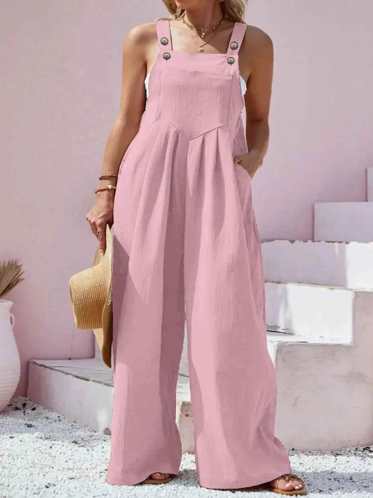 Plus Size Square Neck Wide Leg Overalls women Attire by Trendsi
