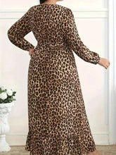 Plus Size Leopard Print Surplice Maxi Dress women Attire by Trendsi