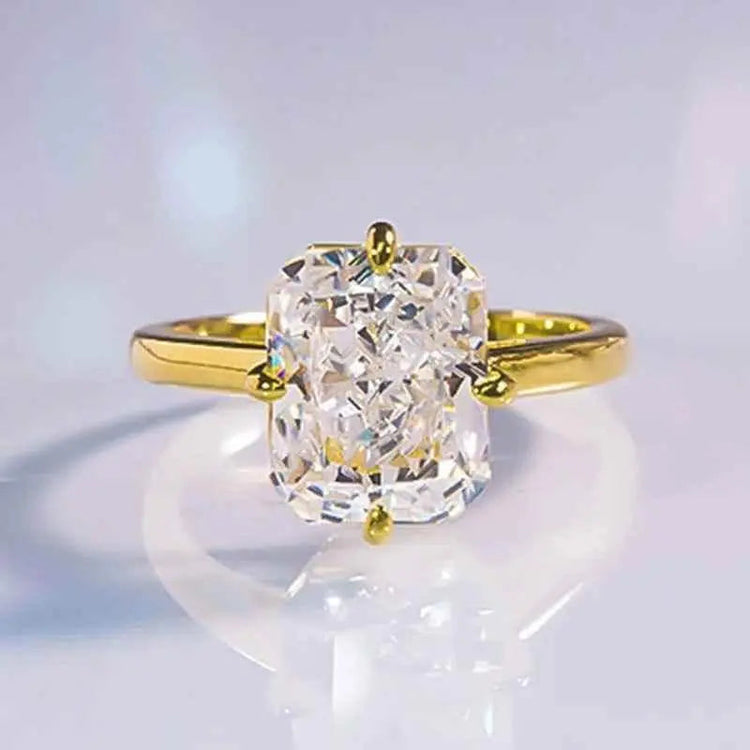 Radiant Cut Lab Moissanite Diamond Ring 100% Real 925 Rings by Dropshee