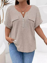 Plus Size Ribbed Half Zip Relaxed Fit T-Shirt women Attire by Trendsi