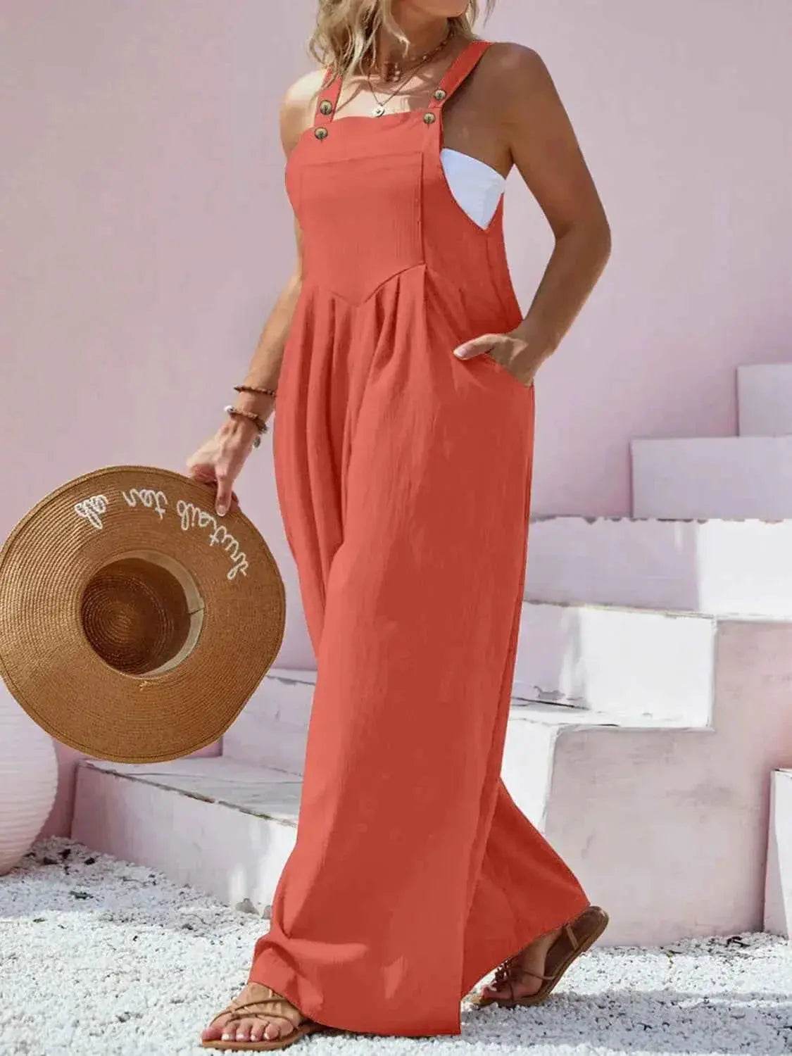 Plus Size Square Neck Wide Leg Overalls women Attire by Trendsi