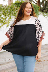 Plus Size Printed Color Block Ruffled Blouse women Attire by Trendsi