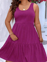 Plus Size Tiered Scoop Neck Tank Dress women Attire by Trendsi