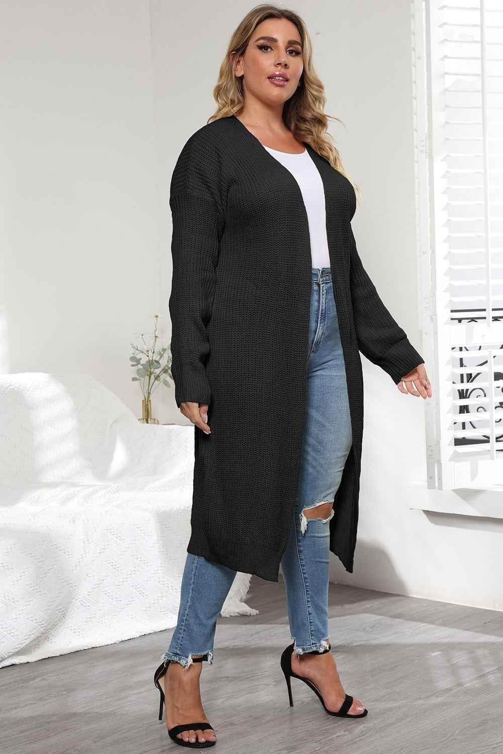 Plus Size Open Front Long Sleeve Cardigan women Attire by Trendsi