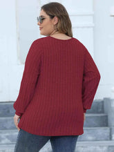 Plus Size Ribbed V-Neck Long Sleeve Top women Attire by Trendsi