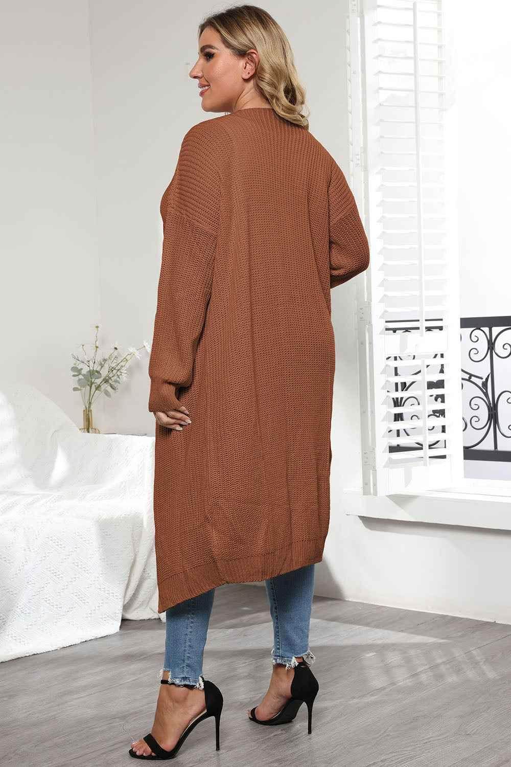 Plus Size Open Front Long Sleeve Cardigan women Attire by Trendsi