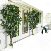Artificial Ficus Silk Tree in Black Pot fake trees by House Nice Store