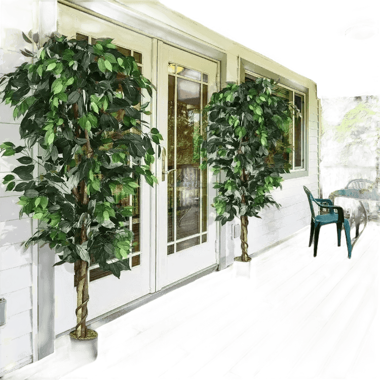 Artificial Ficus Silk Tree in Black Pot fake trees by House Nice Store