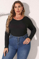 Plus Size Round Neck Long Sleeve Bodysuit women Attire by Trendsi