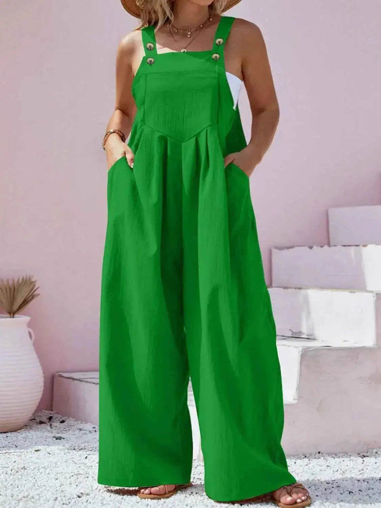 Plus Size Square Neck Wide Leg Overalls women Attire by Trendsi