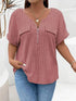 Plus Size Ribbed Half Zip Relaxed Fit T-Shirt women Attire by Trendsi