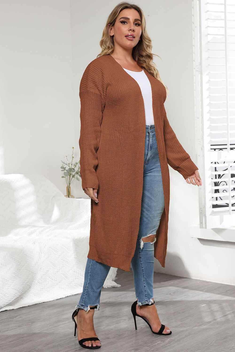 Plus Size Open Front Long Sleeve Cardigan women Attire by Trendsi