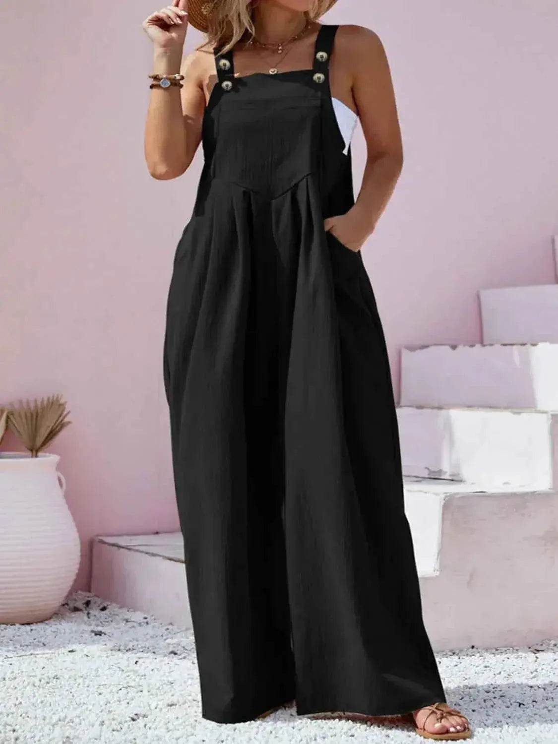 Plus Size Square Neck Wide Leg Overalls women Attire by Trendsi