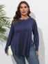 Plus Size Round Neck Long Sleeve Slit T-Shirt women Attire by Trendsi