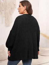 Plus Size Open Front Dropped Shoulder Knit Cardigan women Attire by Trendsi