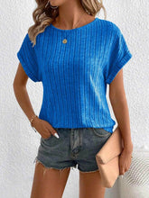 Plus Size Ribbed Texture Short Sleeve T-Shirt women Attire by Trendsi