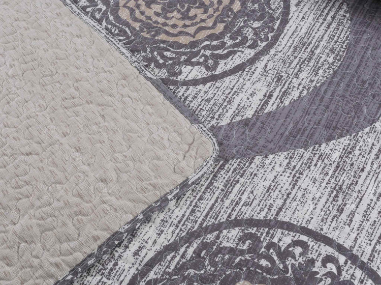 DaDa Bedding Rustic Grey Mosaic Distressed Medallion Reversible Quilted Bedspread Set (SD16299) Bedspreads by DaDalogy Bedding Collection