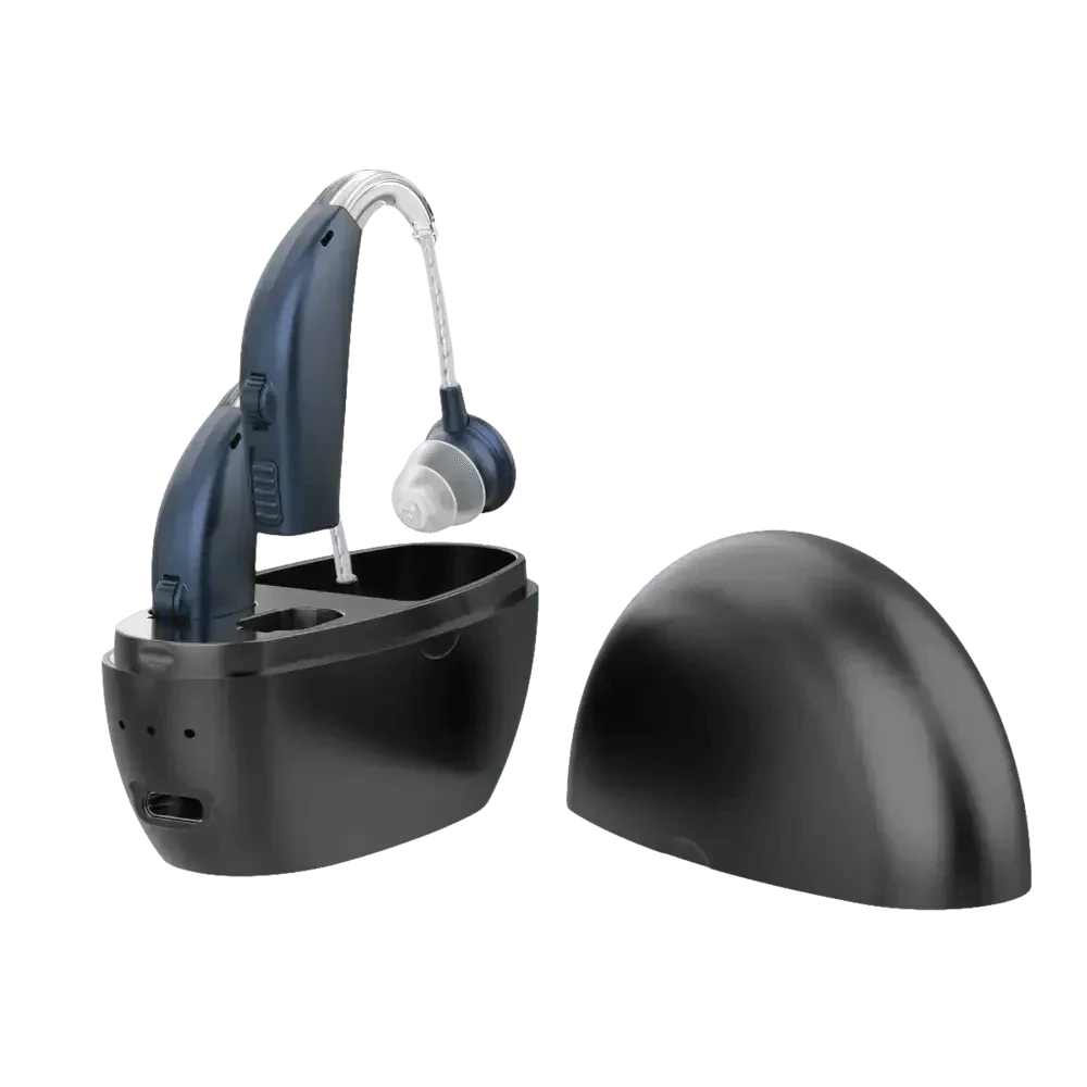 Beige Hearing Aids with Black Charging Case Sound Amplifier Hearing Aids Beige Black Hearing Aids Avoid Whistling Beige Case Hearing Aids by XceeFit Official Store