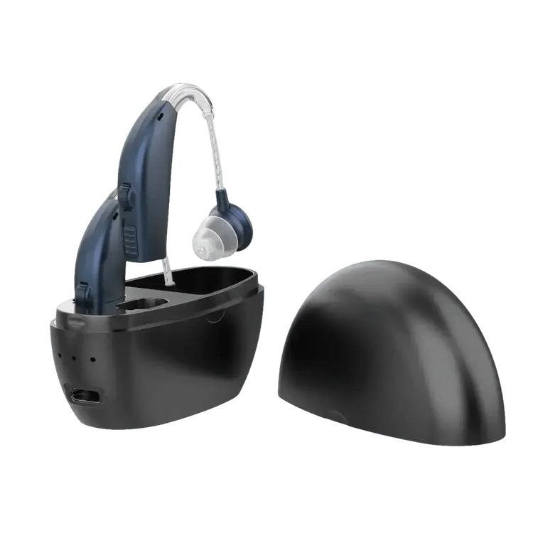 Beige Hearing Aids with Black Charging Case Sound Amplifier Hearing Aids Beige Black Hearing Aids Avoid Whistling Beige Case Hearing Aids by XceeFit Official Store