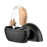 Beige Hearing Aids with Black Charging Case Sound Amplifier Hearing Aids Beige Black Hearing Aids Avoid Whistling Beige Case Hearing Aids by XceeFit Official Store