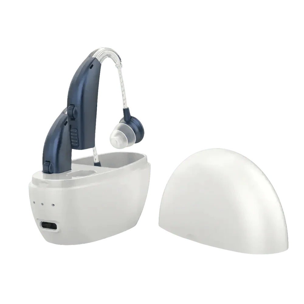 Beige Hearing Aids with Black Charging Case Sound Amplifier Hearing Aids Beige Black Hearing Aids Avoid Whistling Beige Case Hearing Aids by XceeFit Official Store