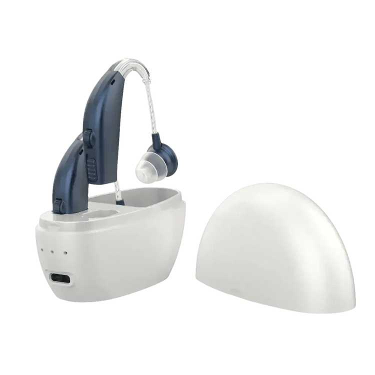Beige Hearing Aids with Black Charging Case Sound Amplifier Hearing Aids Beige Black Hearing Aids Avoid Whistling Beige Case Hearing Aids by XceeFit Official Store