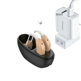 Beige Hearing Aids with Black Charging Case Sound Amplifier Hearing Aids Beige Black Hearing Aids Avoid Whistling Beige Case Hearing Aids by XceeFit Official Store