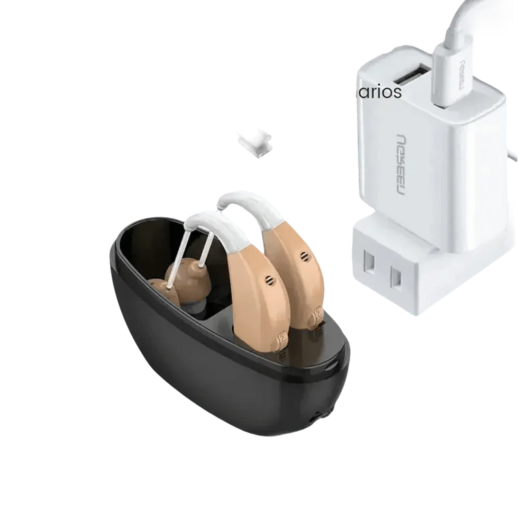 Beige Hearing Aids with Black Charging Case Sound Amplifier Hearing Aids Beige Black Hearing Aids Avoid Whistling Beige Case Hearing Aids by XceeFit Official Store