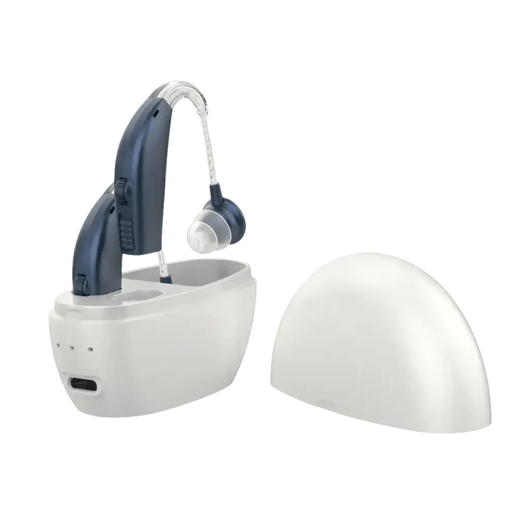 Beige Hearing Aids with Black Charging Case Sound Amplifier Hearing Aids Beige Black Hearing Aids Avoid Whistling Beige Case Hearing Aids by XceeFit Official Store