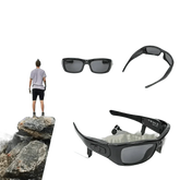 Black Camcorder Glasses Camera with Headphones. HD 1080P Mini Camcorder Glasses Sunglasses by Believe me Store