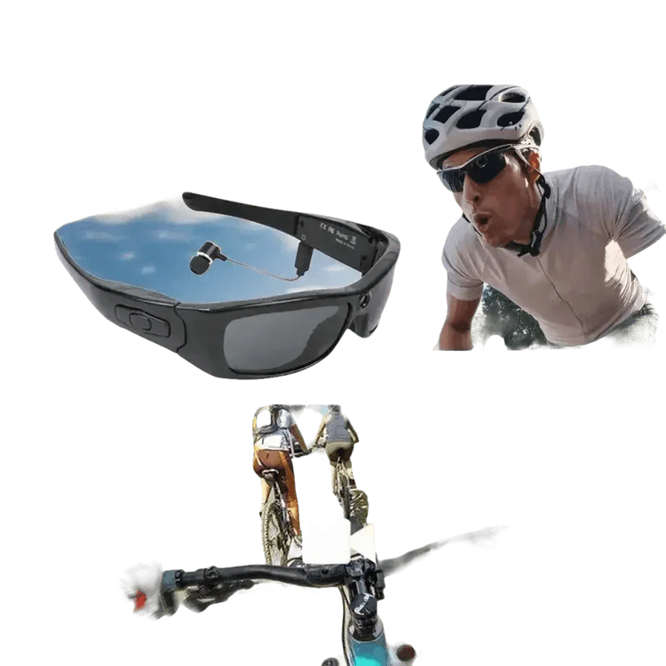 Black Camcorder Glasses Camera with Headphones. HD 1080P Mini Camcorder Glasses Sunglasses by Believe me Store