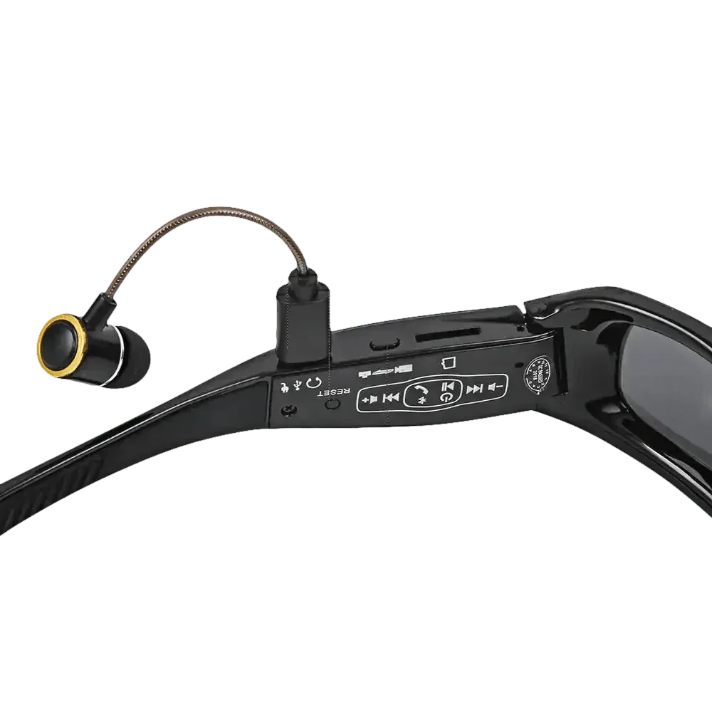 Black Camcorder Glasses Camera with Headphones. HD 1080P Mini Camcorder Glasses Sunglasses by Believe me Store